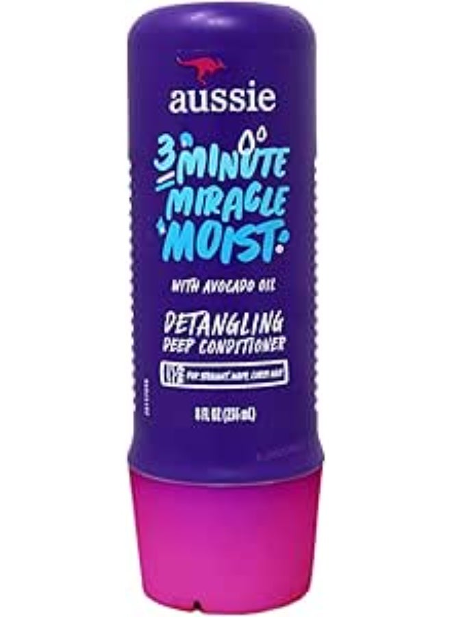 Aussie, 3 Minute Miracle Moist, Deep Conditioning Detangling Conditioner, Suitable for Straight, Wavy & Curly Hair, 8 fl oz (236 ml) - Image 2